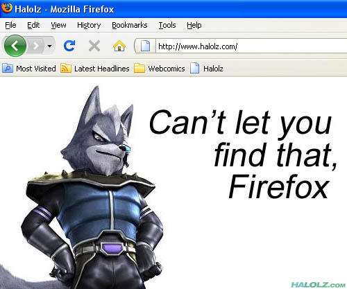 Can’t let you find that, Firefox