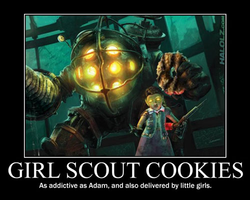 GIRL SCOUT COOKIES - As addictive as Adam, and also delivered by little girls.