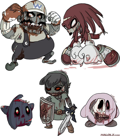 Video Game Zombies - Wario, Knuckles, Luma, Toon Link, Kirby